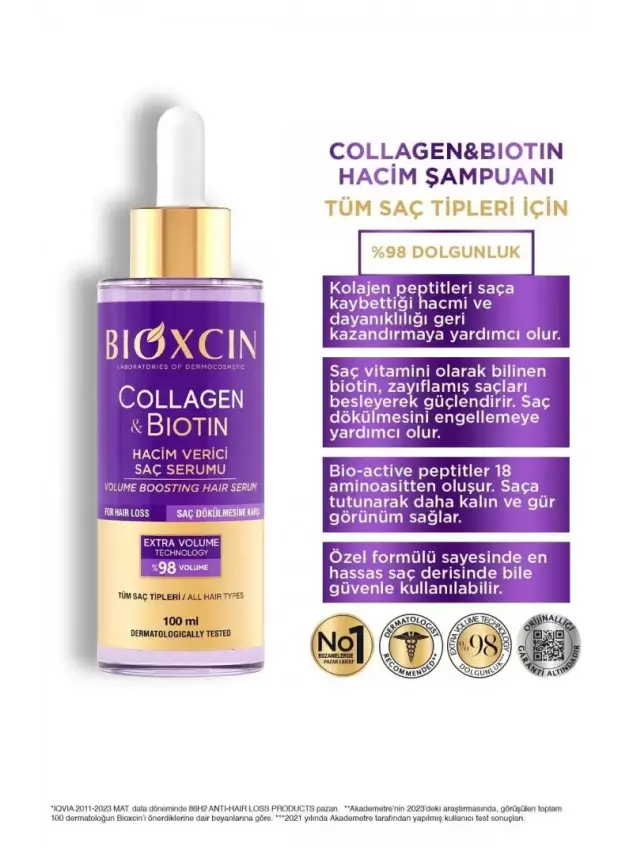 Bioxcin Collagen & Biotin Hacim Veren Saç Serumu 100ml - 3