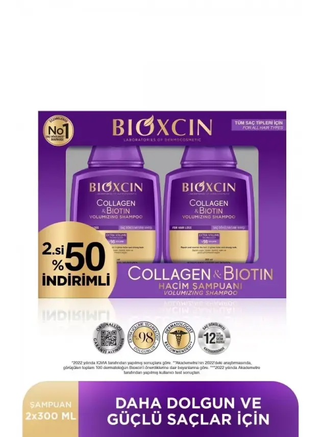 Bioxcin Collagen&Biotin Şampuan 300ml - 2.si %50 İndirimli - 1