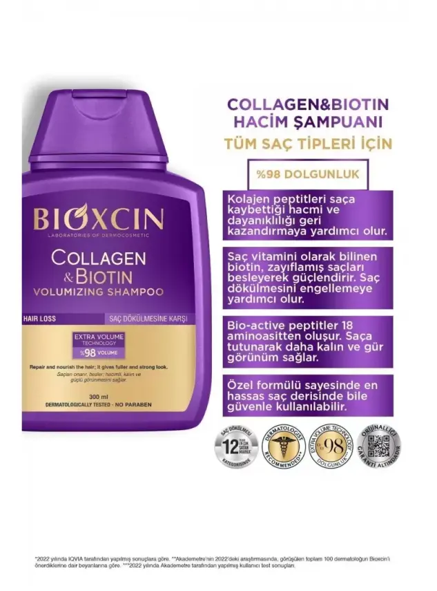 Bioxcin Collagen&Biotin Şampuan 300ml - 2.si %50 İndirimli - 2