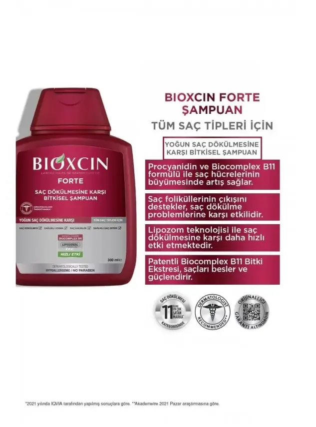 Bioxcin Forte Saç Dökülmesine Karşı Bitkisel Şampuan 300 ml - 2