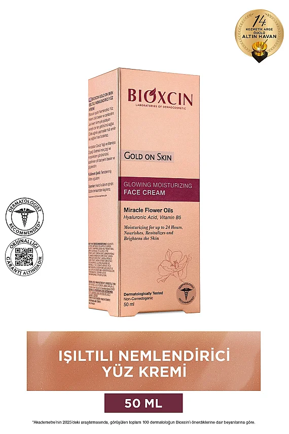 Bioxcin Gold On Skin Işıltılı Yüz Kremi 50 Ml Hyalüronik Asit, B5, Mucizevi Yağlar Glow - 1