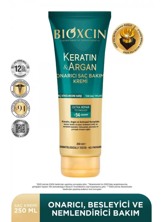 Bioxcin Keratin & Argan Onarıcı Saç Bakım Kremi 250 ml - Bioxcin