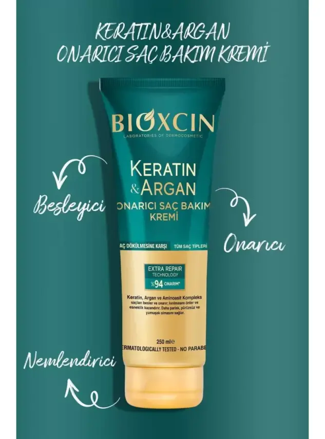 Bioxcin Keratin & Argan Onarıcı Saç Bakım Kremi 250 ml - 4