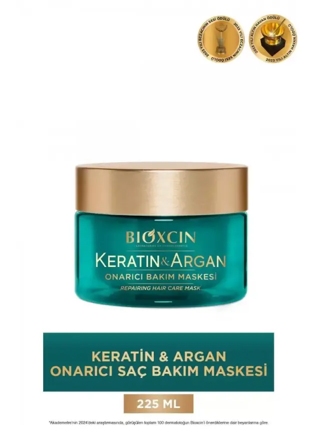 Bioxcin Keratin & Argan Onarıcı Saç Bakım Maskesi 225 ml - 1
