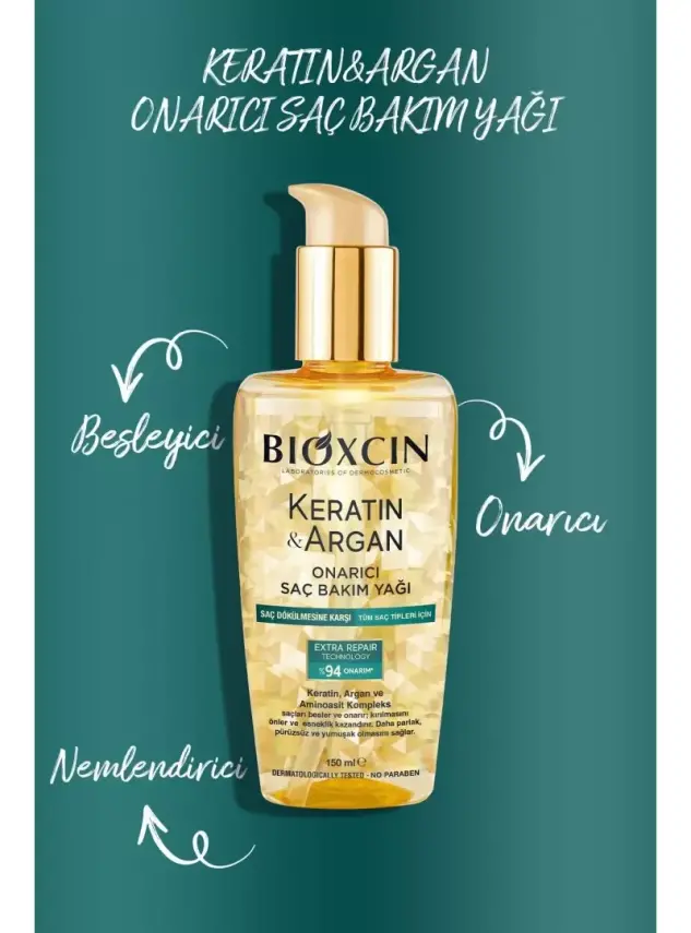 Bioxcin Keratin & Argan Onarıcı Saç Bakım Yağı 150 ml - 4