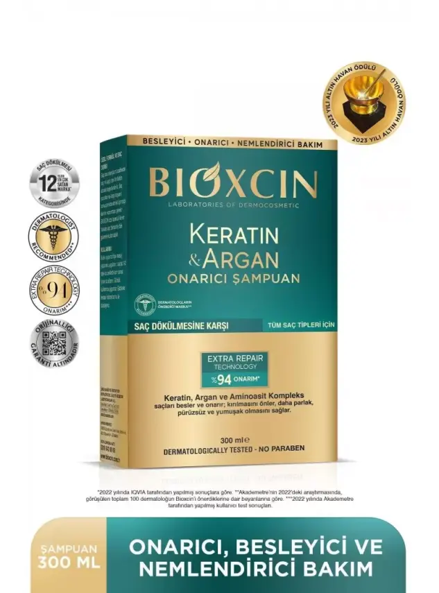 Bioxcin Keratin & Argan Onarıcı Şampuan 300 ml - 1