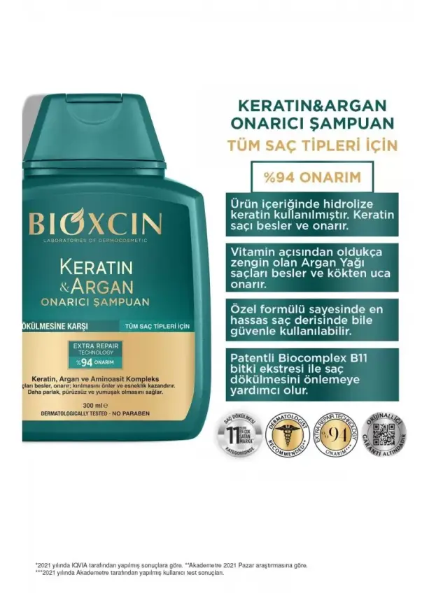 Bioxcin Keratin & Argan Onarıcı Şampuan 300 ml - 2