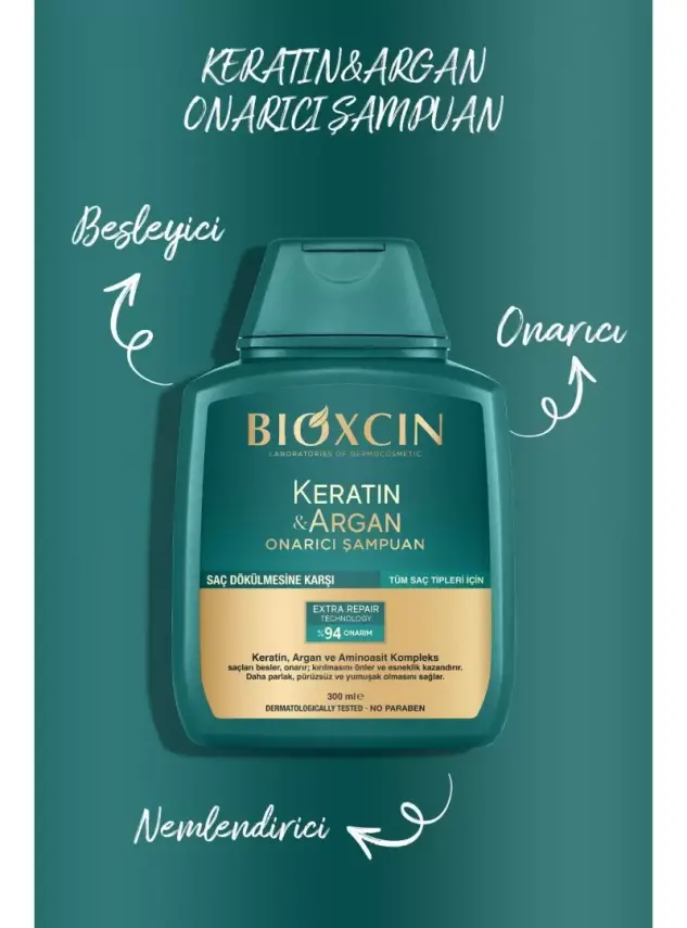 Bioxcin Keratin & Argan Onarıcı Şampuan 300 ml - 3