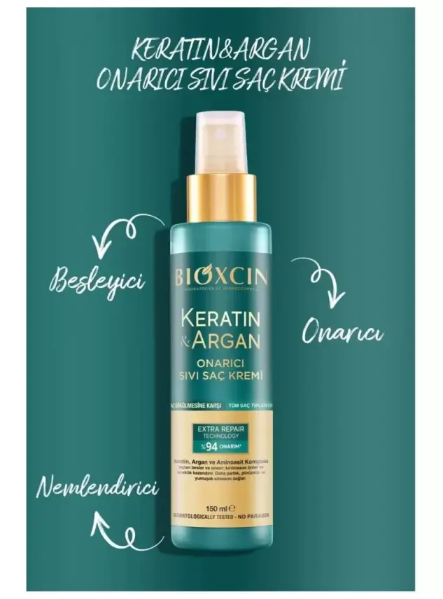 Bioxcin Keratin & Argan Onarıcı Sıvı Saç Kremi 150 ml - 4