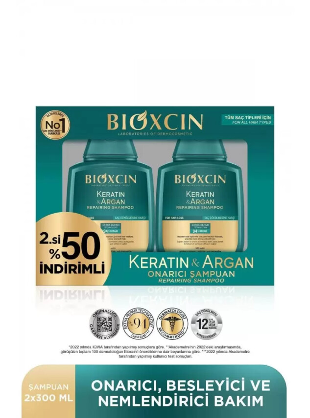 Bioxcin Keratin&Argan Şampuan 300ml - 2.si %50 İndirimli - Bioxcin
