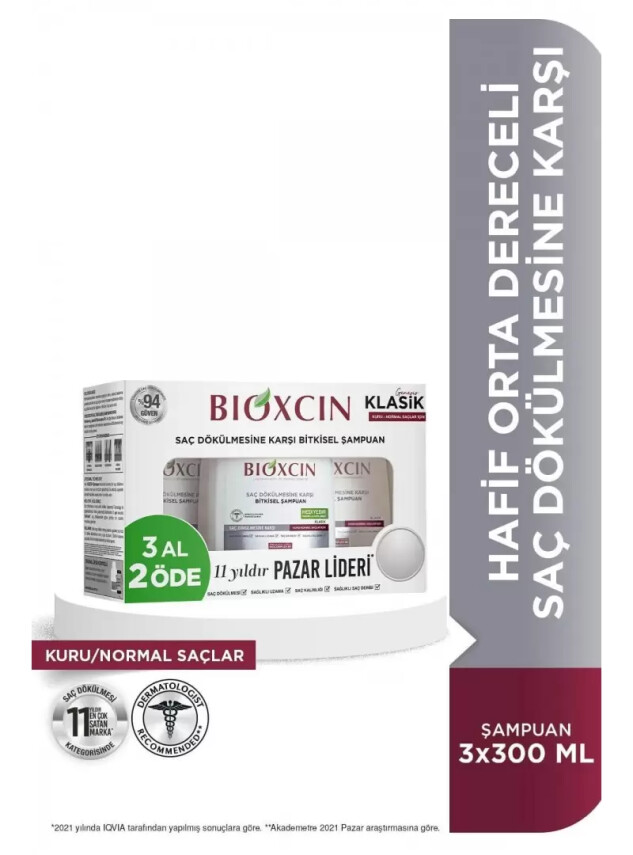 Bioxcin Klasik Şampuan Kuru-Normal Saçlar 3 al 2 öde - Bioxcin