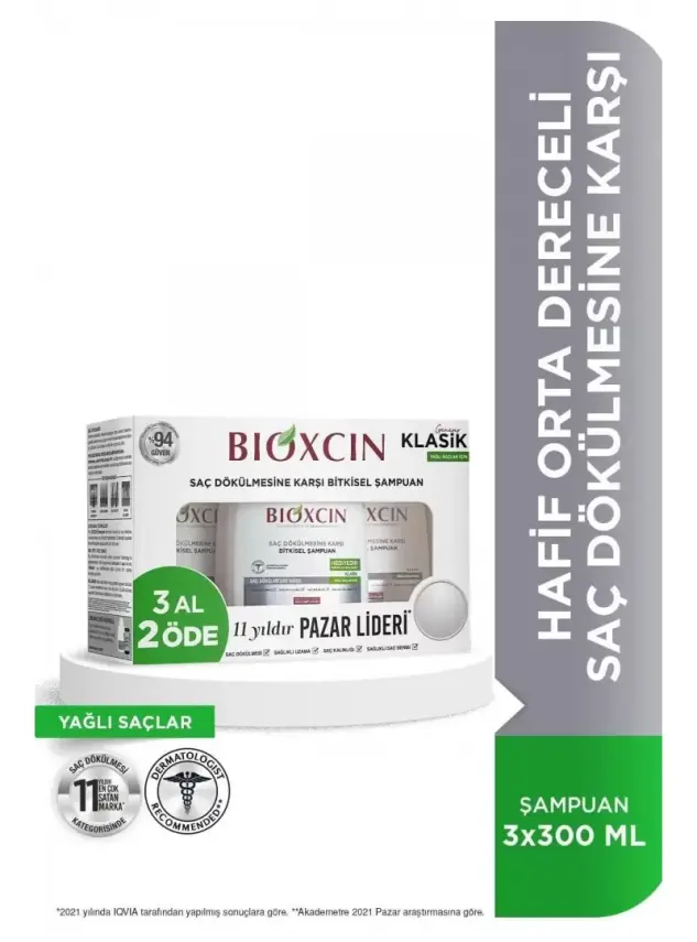 Bioxcin Klasik Şampuan Yağlı Saçlar 3 al 2 öde - 1