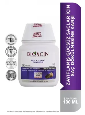 Bioxcin Siyah Sarımsak Şampuanı 100 ml - Güçsüz Saçlar - Seyahat Boy - 1