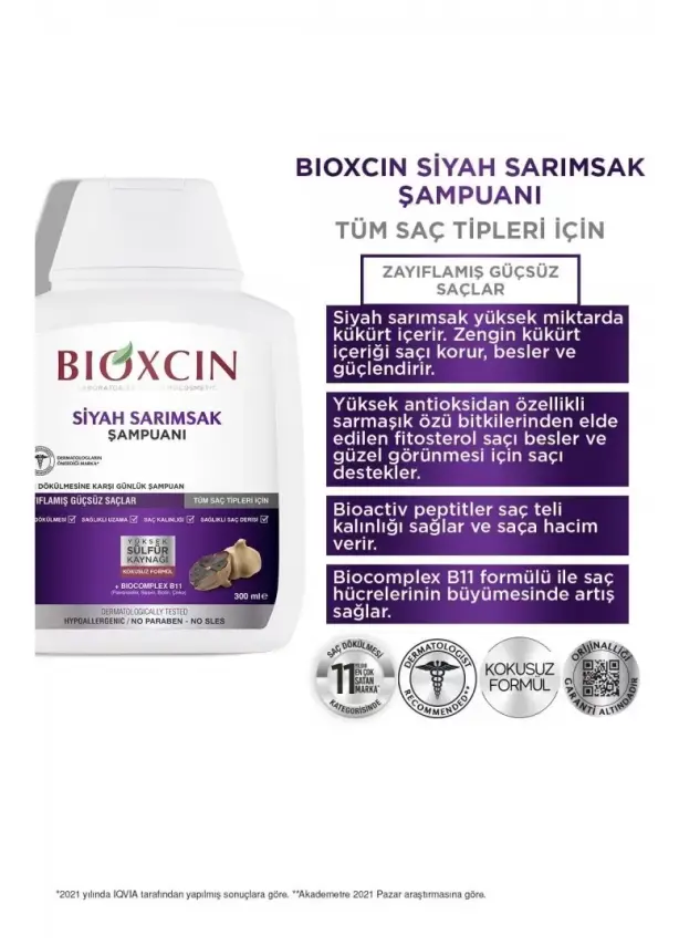 Bioxcin Siyah Sarımsak Şampuanı 3 al 2 öde -3x300ml- - 3