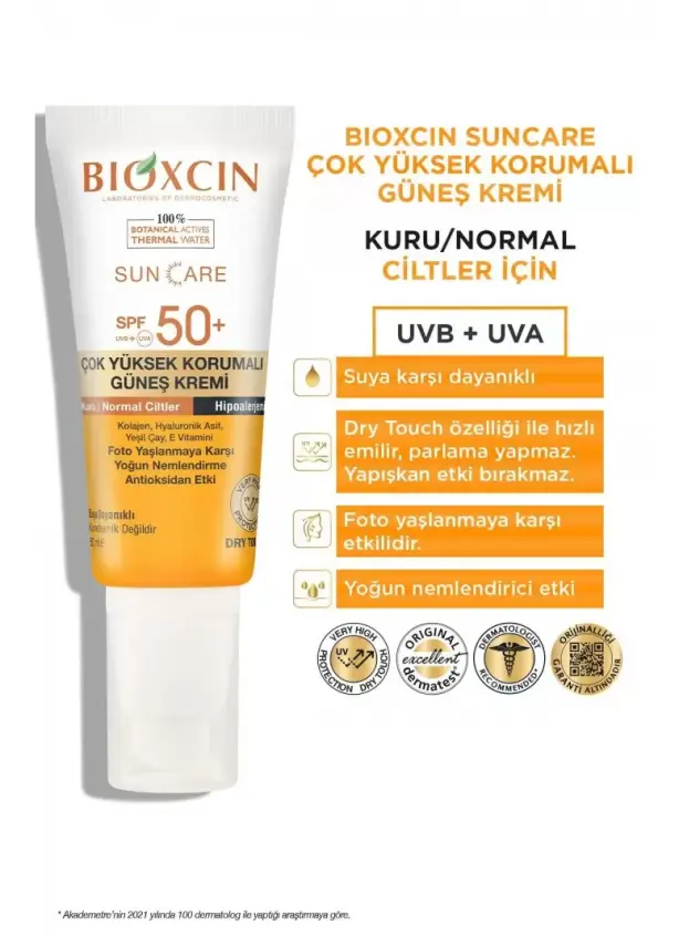 Bioxcin Sun Care Kuru/Normal Ciltler İçin Güneş Kremi Spf 50+ 50 ml - 3