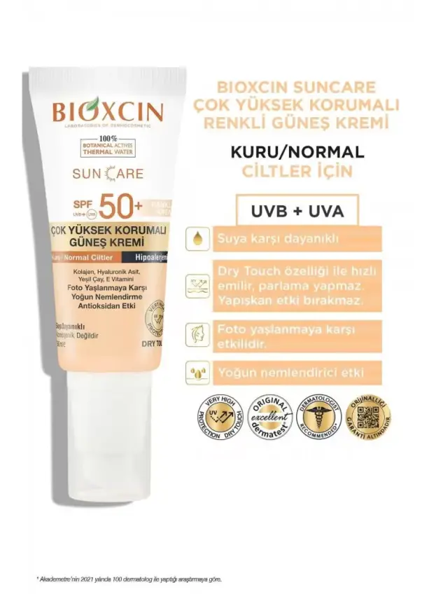 Bioxcin Sun Care Kuru/Normal Ciltler İçin Renkli Güneş Kremi Spf50+ 50 ml - 1