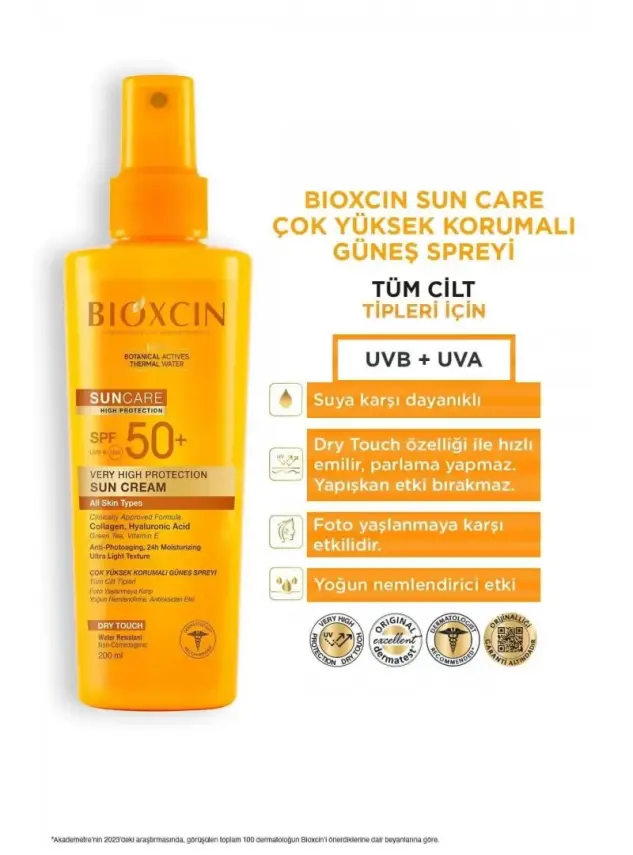Bioxcin Sun Care Spf 50 Yüz Güneş Kremi 50 ml + Vücut Güneş Spreyi 200 ml - Kuru/Normal Cilt - 5