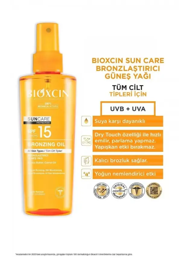 Bioxcin Sun Care Tüm Ciltler İçin Bronzlaştırıcı Yağ Spf 15 200 ml - 3