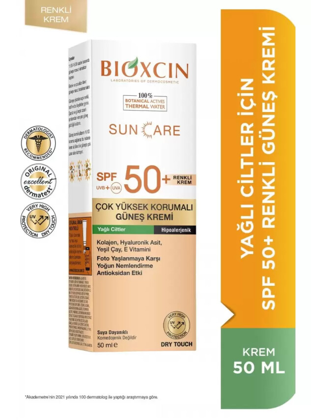 Bioxcin Sun Care Yağlı Ciltler İçin Renkli Güneş Kremi Spf50+ 50ml - Bioxcin