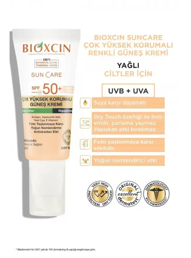 Bioxcin Sun Care Yağlı Ciltler İçin Renkli Güneş Kremi Spf50+ 50ml - 2
