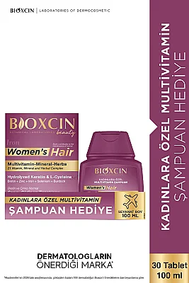 Bioxcin Womens Hair 30 Tablet + Seyahat Boy Multivitamin Şampuan Hediye - Bioxcin