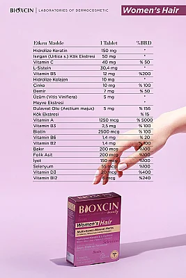 Bioxcin Womens Hair 30 Tablet + Seyahat Boy Multivitamin Şampuan Hediye - 4