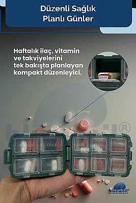 Bluewell Maxxi Taşınabilir İlaç Saklama Kutusu 10 Bölmeli Haftalık Günlük - 3
