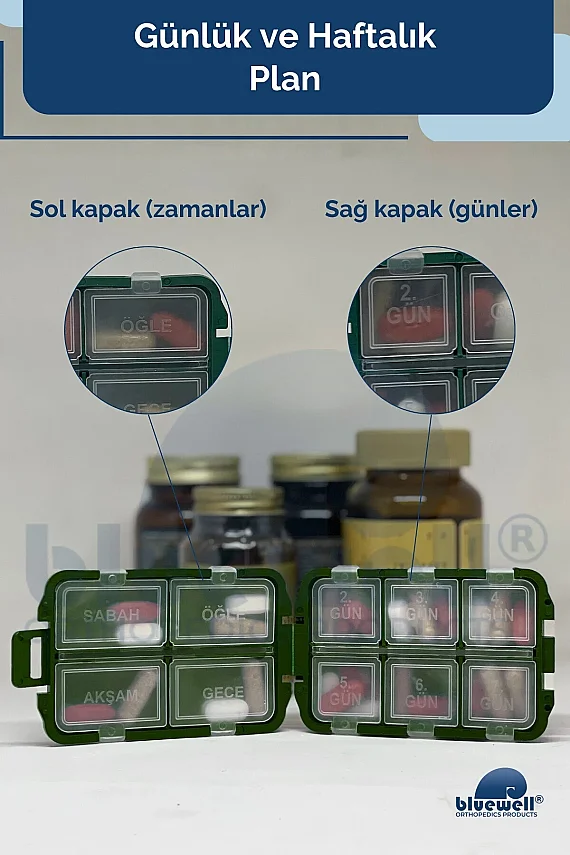 Bluewell Maxxi Taşınabilir İlaç Saklama Kutusu 10 Bölmeli Haftalık Günlük - 4