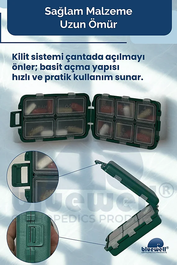 Bluewell Maxxi Taşınabilir İlaç Saklama Kutusu 10 Bölmeli Haftalık Günlük - 6