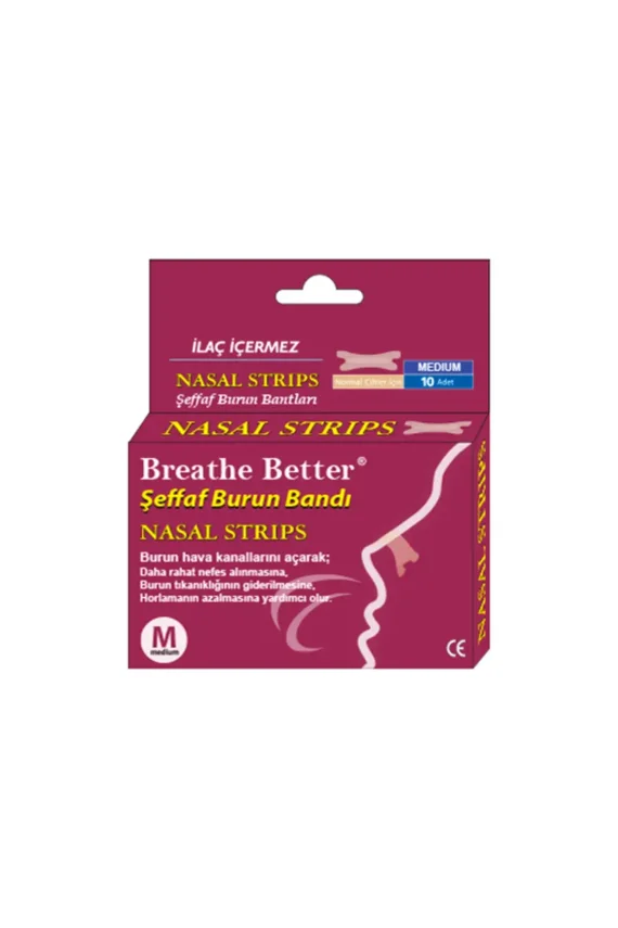 Breathe Better Şeffaf Burun Bandı 10 Adet - Medium - 1