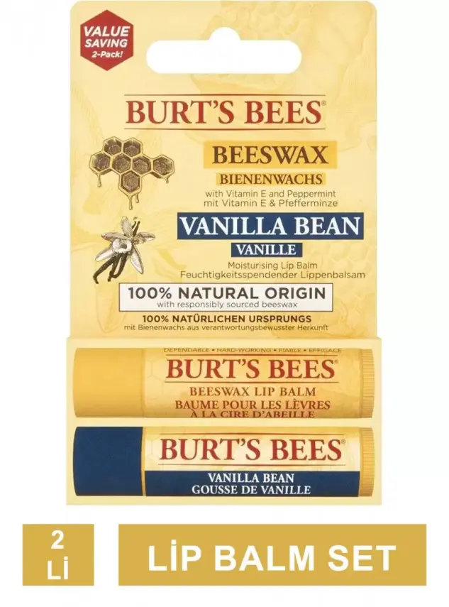 Burts Bees 2'li Lip Balm Set - Beeswax + Vanilya - 2x4.25gr - 2