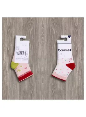 Caramell Puanlı Çiçekli 2'li Kız Bebek Çorapları - 4