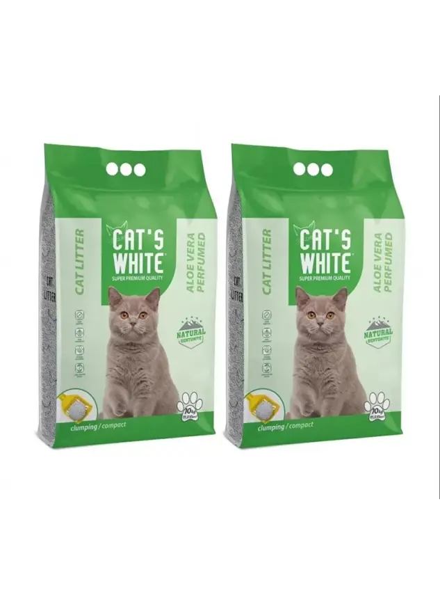 Cats White 10 Kg / 11.8 L Aloevera Kokulu Kalın Taneli Bentonit Kedi Kumu - 1