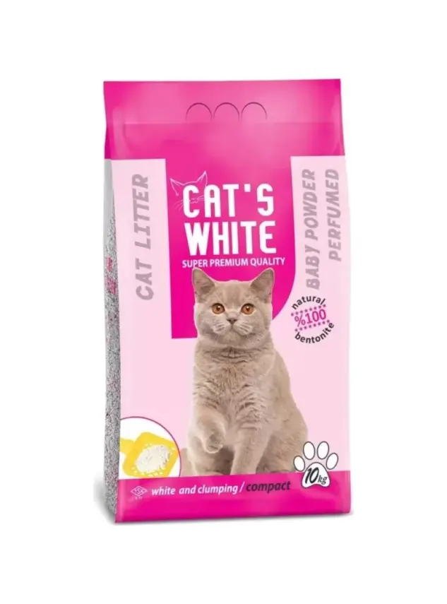 Cats White 10 Kg / 11.8 L Pudra Kokulu İnce Taneli Bentonit Kedi Kumu - 1