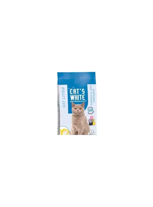 Cats White 5 Kg / 5.9 L Marsilya Sabunu Kokulu İnce Taneli Bentonit Kedi Kumu - 1