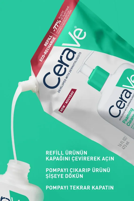 CeraVe Foaming Cleanser Normal ve Kuru Ciltler İçin Nemlendiren Temizleyici 473 ml - Refill - 2