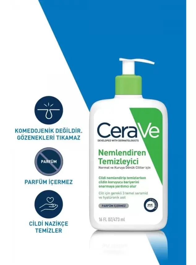 CeraVe Hydrating Nemlendiren Temizleyici Seramid & Hyalüronik Asit Kuru & Normal Ciltler Yüz Vücut 473ml - 2