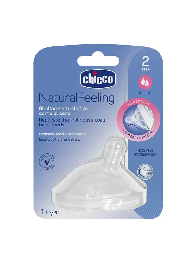 Chicco Natural Feeling Biberon Emziği 2+ Ay Orta Akış Tekli - 1