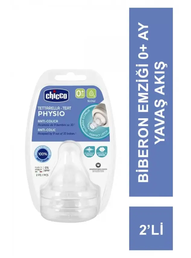 Chicco Physio 2’li Biberon Emziği 0+ Ay Yavaş Akış - 1