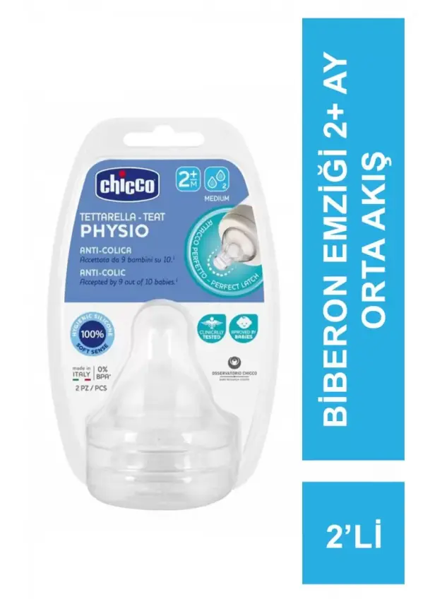 Chicco Physio 2’li Biberon Emziği 2+ Ay Orta Akış - 1