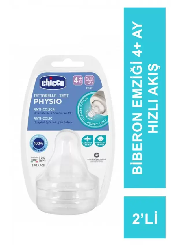 Chicco Physio 2’li Biberon Emziği 4+ Ay Hızlı Akış - 1
