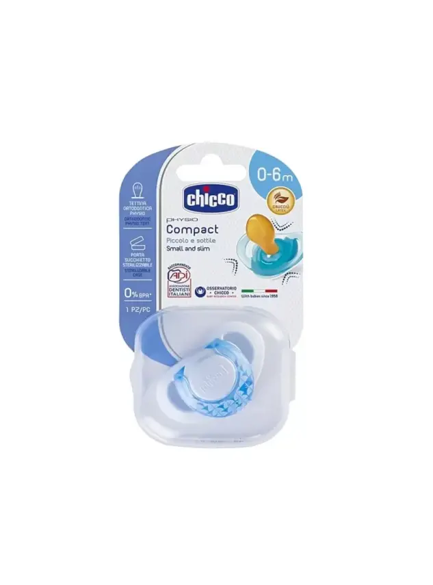 Chicco Physio Orthodontic Mavi Kauçuk Emzik 0-6 Ay Tekli - 1