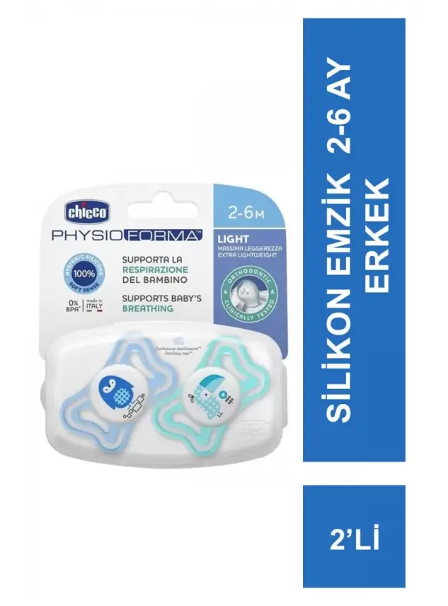 Chicco PhysioForma Light Silikon Emzik 2li 2-6 Ay Erkek - 1