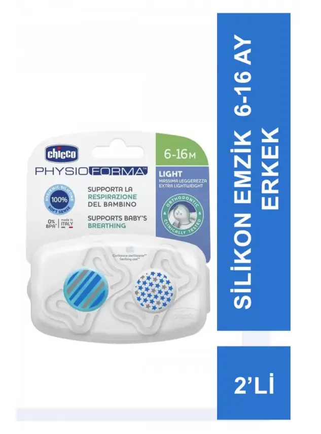 Chicco PhysioForma Light Silikon Emzik 2li 6-16 Ay Erkek - 1