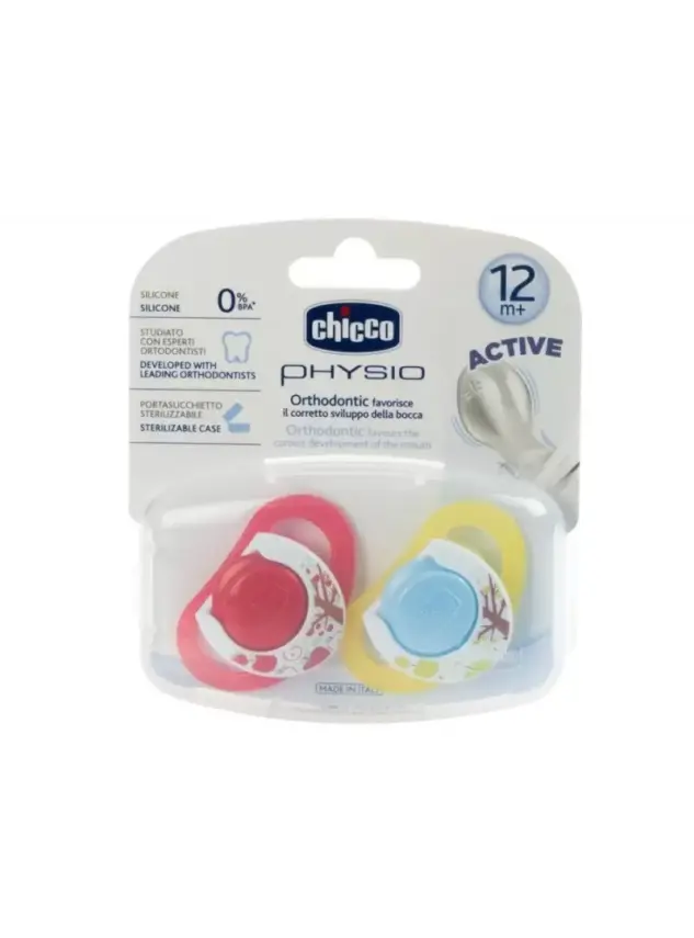 Chicco Physioring Silikon Emzik 2 li Sarı ve Kırmızı 12 Ay+ - 1