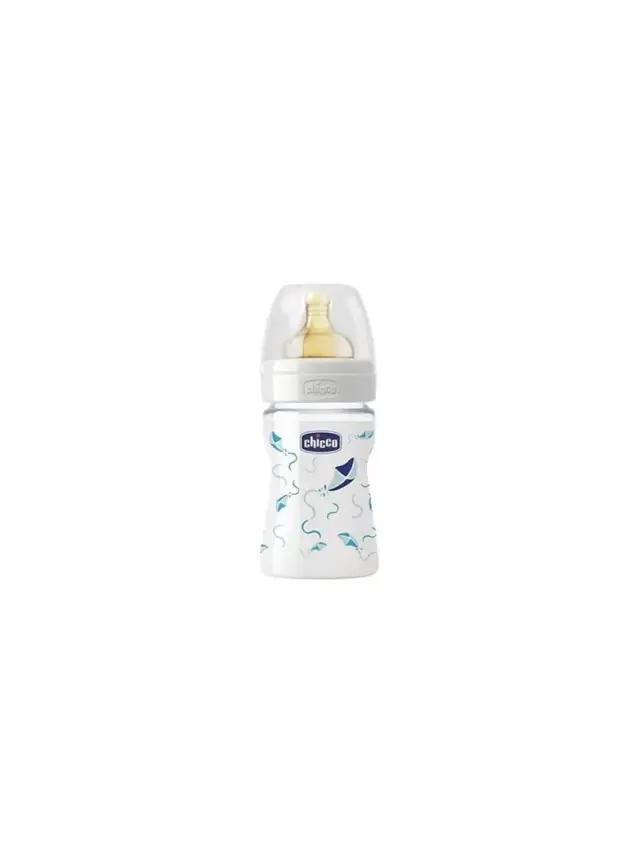 Chicco Wellbeing Cam Biberon Kauçuk Emzikli 150 ml - Mavi - 1