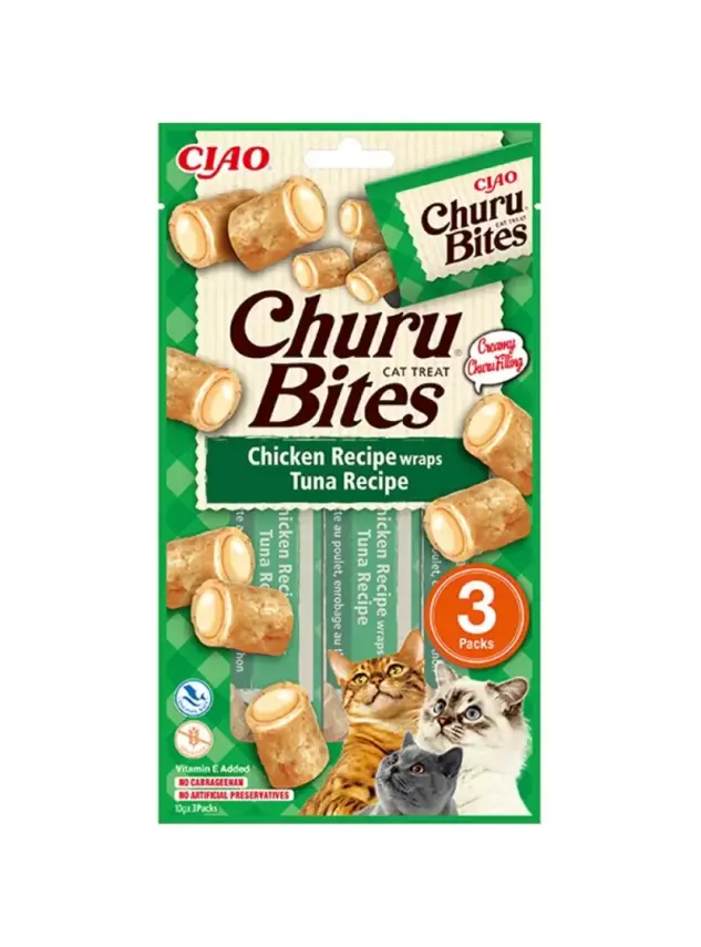 Churu Bites Tavuk Sargılı ve Ton Balıklı Kedi Ödül Maması 3x10 GR. - 1