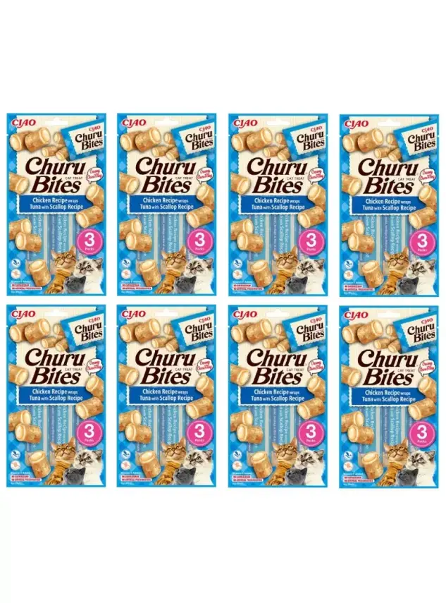 Churu Bites Tavuk,Deniz Taraklı ve Ton Balıklı Kedi Ödül Maması 3x8 Paket - 1