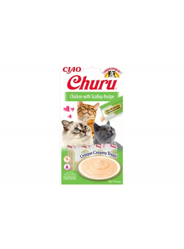 Churu Cream Tavuklu ve Deniz Taraklı Kedi Ödül Kreması 4x14 GR. - 1