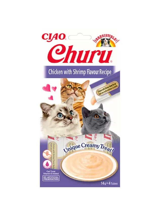 Churu Cream Tavuklu ve Karidesli Kedi Ödül Kreması 4x14 GR. - Diğer Bakım Ürünleri